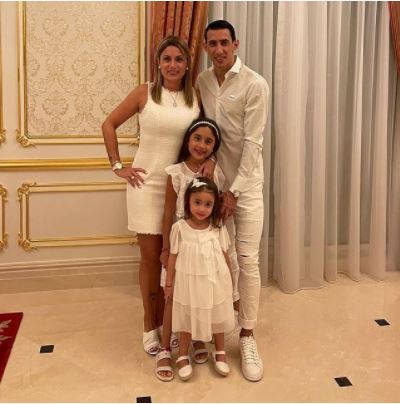 Miguel Di Maria's son Angel Fabian Di Maria with his wife Jorgelina Cardoso and daughters